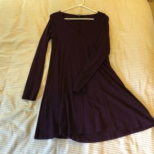 Express Dark Purple Long Sleeve Cotton Dress Sz M
